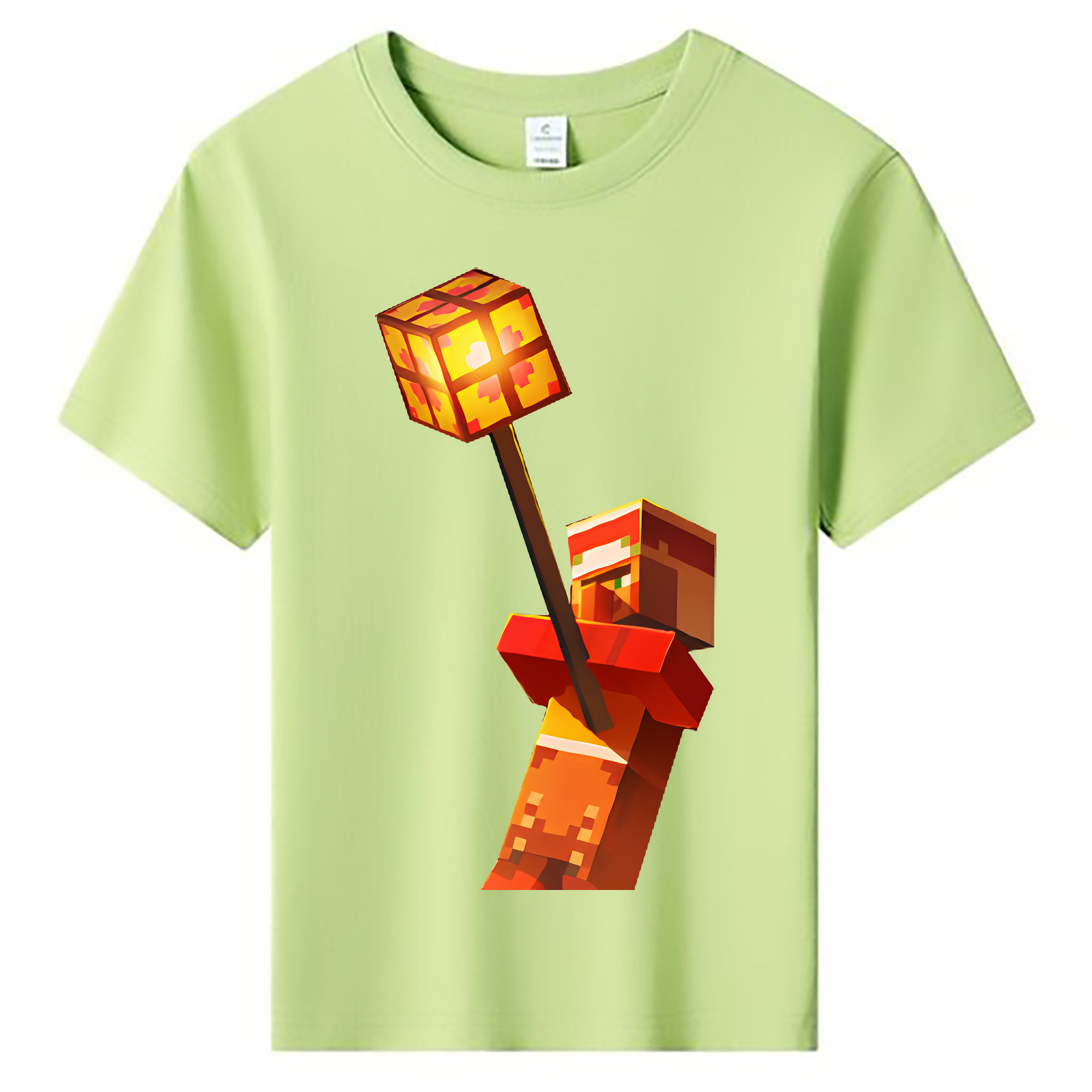 （画像用） マインクラフト ブロックの世界 Minecraft MC Block world 綿100％キッズTシャツ（フロントプリント）